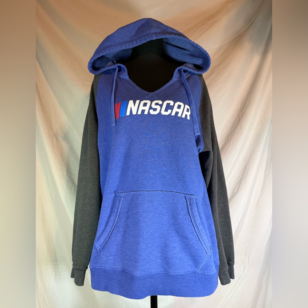 Women’s NASCAR Royal Blue & Charcoal V-Neck Hoodie 🏁💙✨